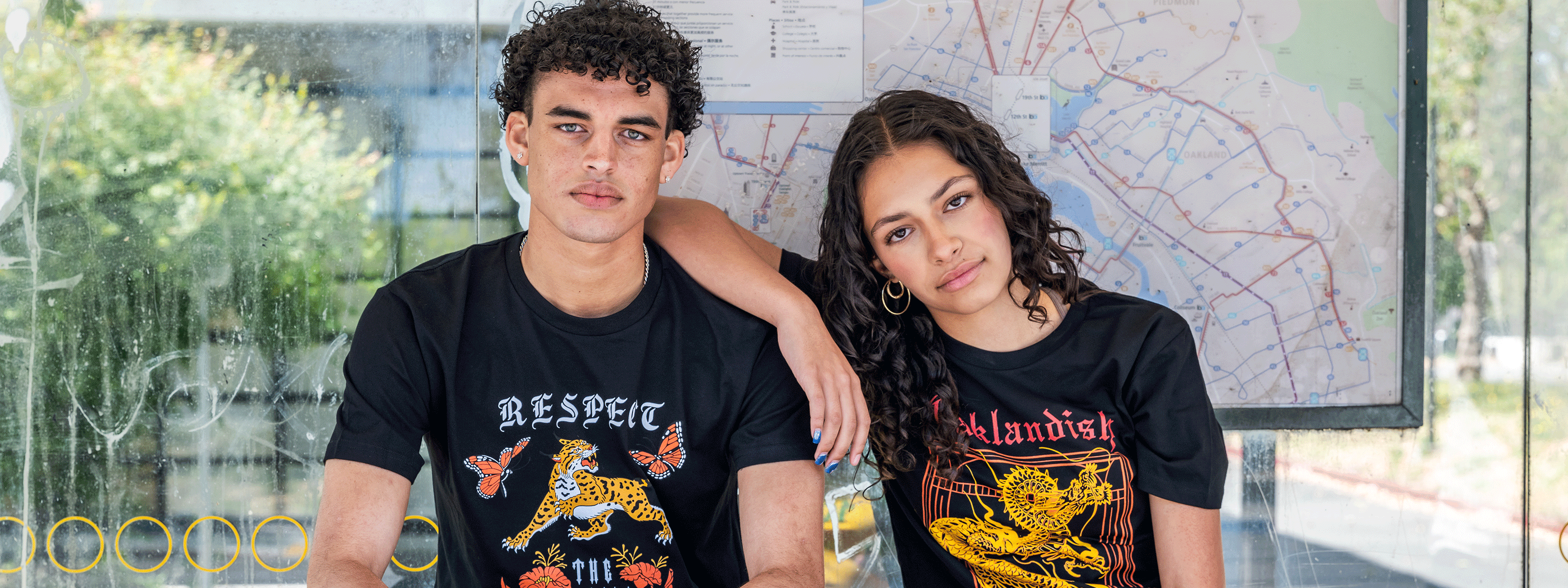 Models wearing Prosperity tee and respect the locals.