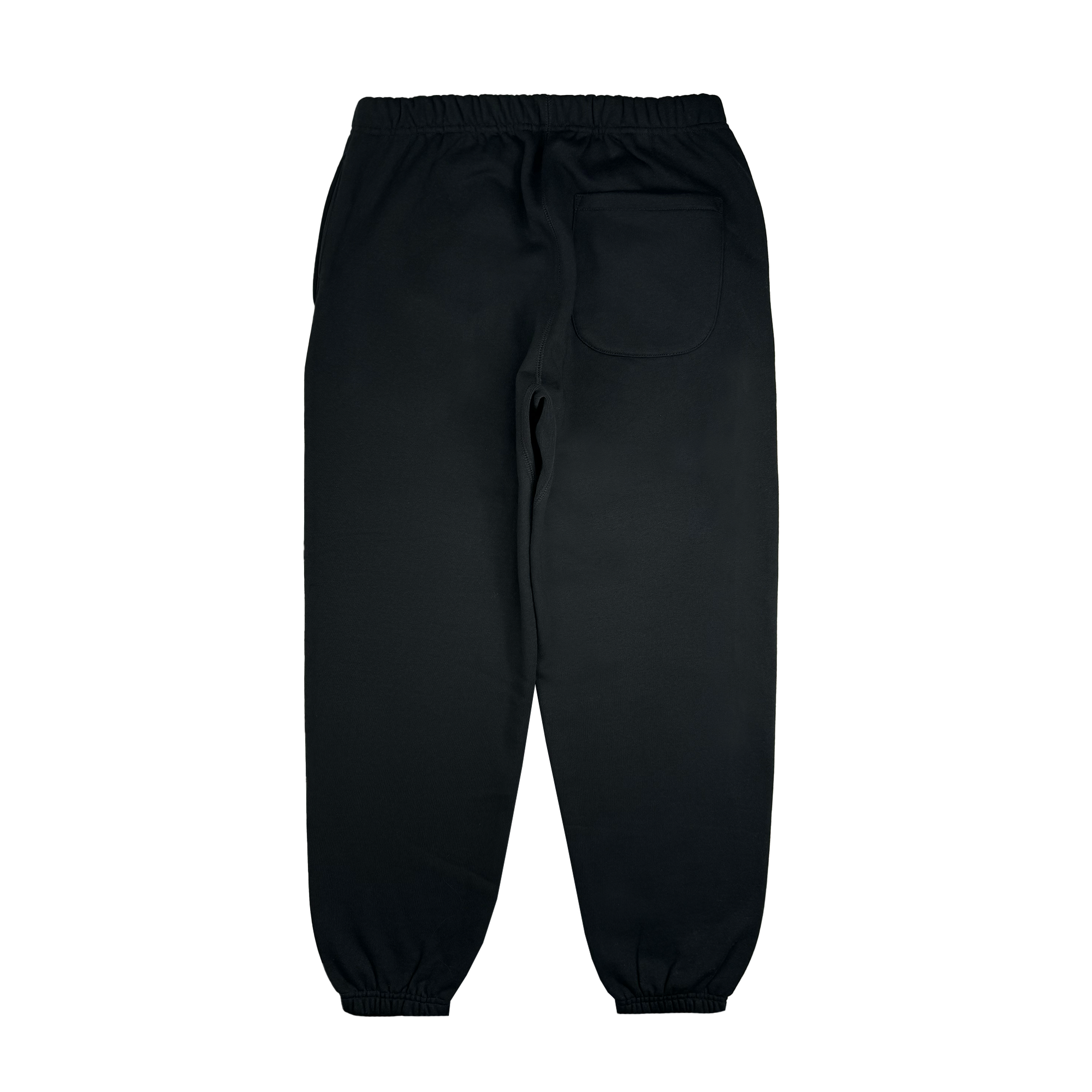 The Bandit Sweatpants by Oaklandish are shown from the back, highlighting an elastic waistband and a single large pocket on the right side. They feature elasticated cuffs that give a relaxed fit typical of unisex sizing. The material looks soft and comfortable, making them perfect for casual wear. The background is plain white.