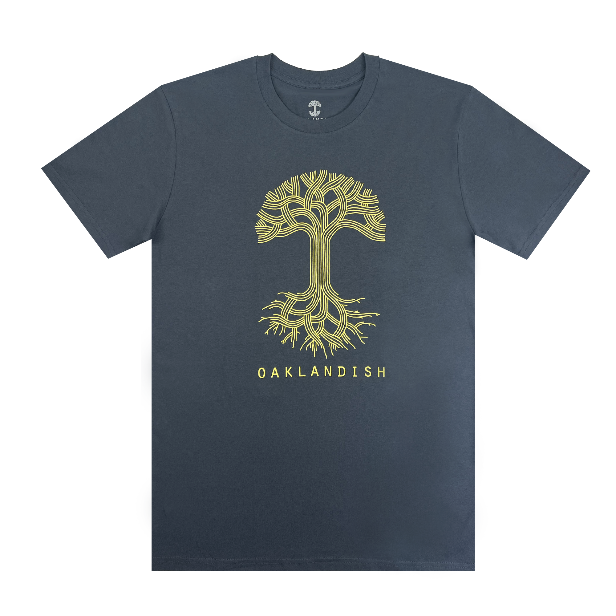 front view Oaklandish classic logo tee petrol blue.