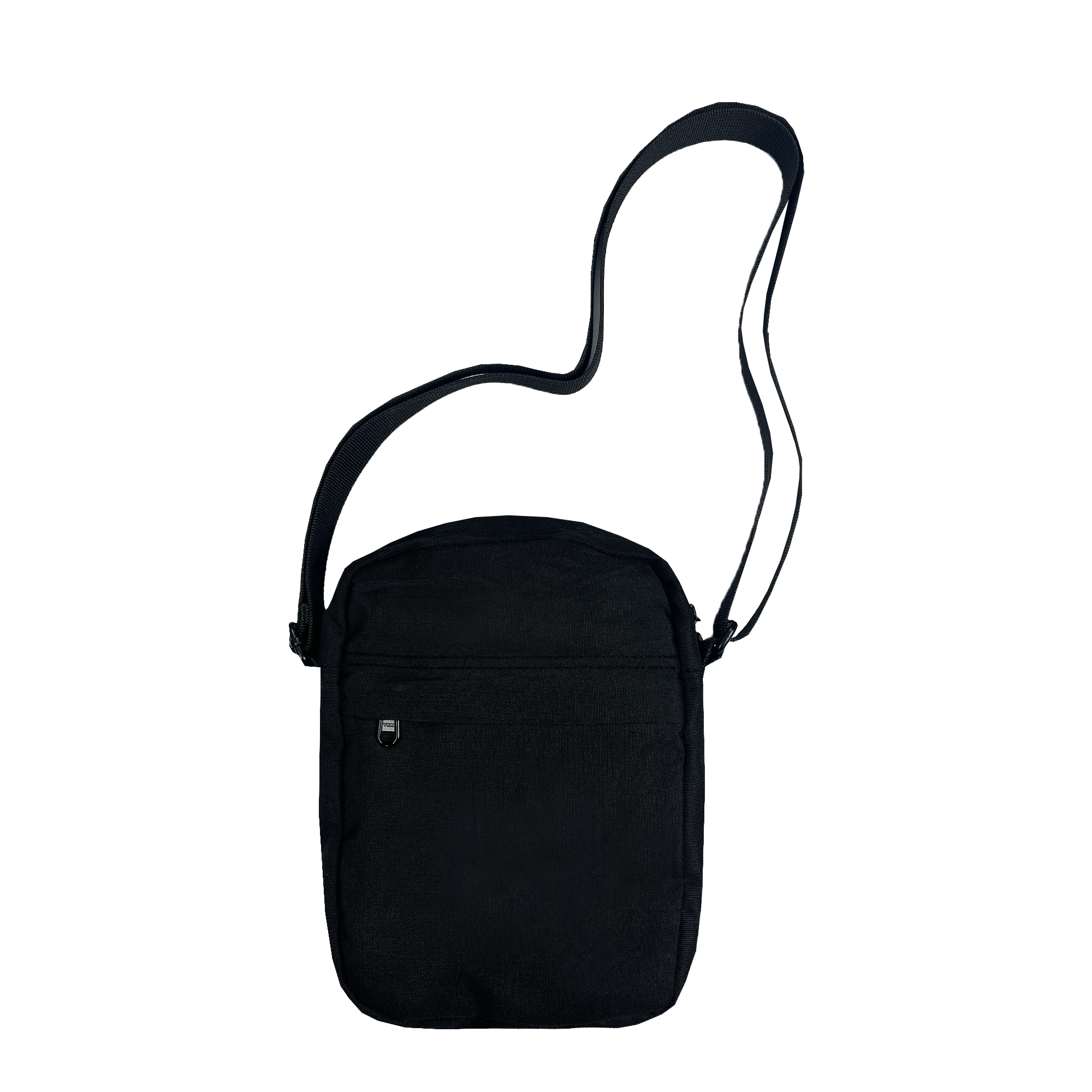 The Oaklandish Flight Bag is a black crossbody essentials bag with a front zipper pocket and an adjustable shoulder strap. It boasts a simple, minimalist design with no visible brand markings, featuring the subtle Oaklandish tree logo, making it perfect for casual use.