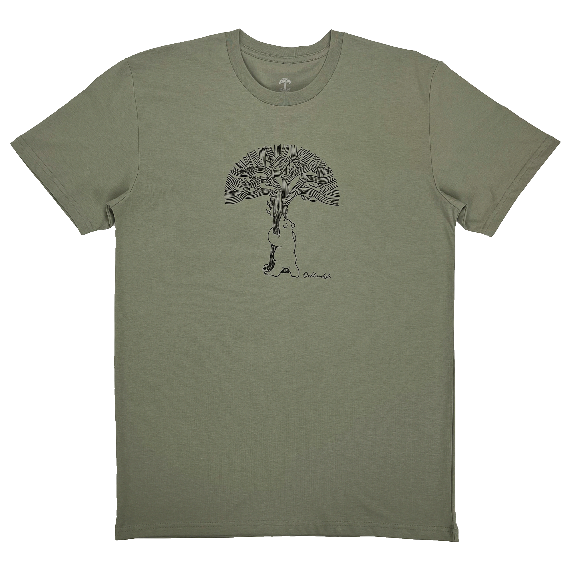 T-Shirt - Huggin' Bear, Oaklandish Tree & Wordmark, Eucalyptus