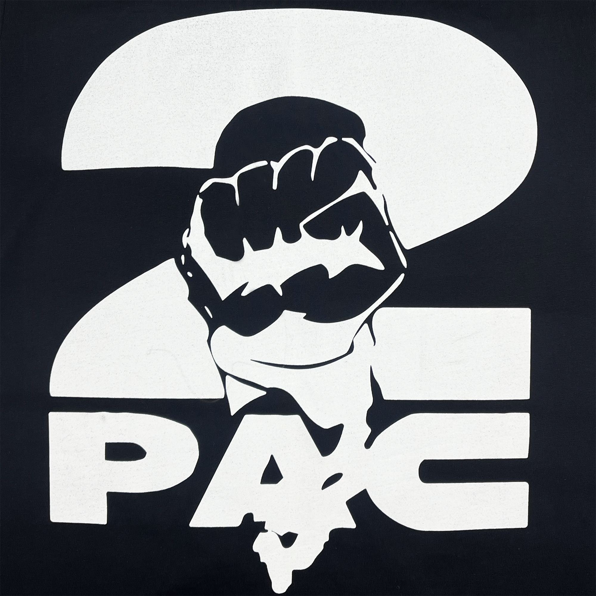 The PacLogo Tee from Oaklandish showcases a black and white design with a stylized graphic of a raised fist at the center, embodying the spirit of hip-hop. Above the fist appears the prominent number "2," and below, in bold capital letters, is "PAC," reflecting Tupac's legendary influence. The high-contrast look of this tee guarantees striking visual appeal.