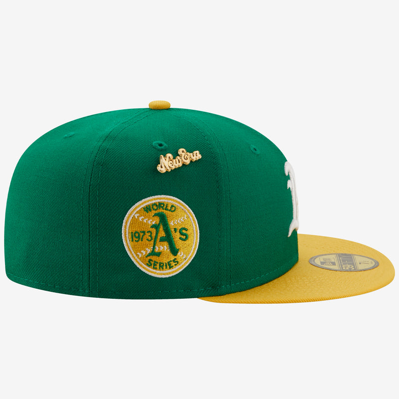 New Era Men's White, Brown Oakland Athletics 1973 World Series 59FIFTY Fitted  Hat