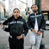 Satin Jacket - Mitchell & Ness x Oaklandish, Heavyweight, Black Small / Black