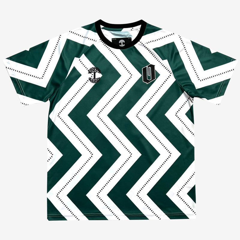 Oaklandish Soccer Jersey - Official Away, Slim Fit, Green & White Zig Zag X-Large / White