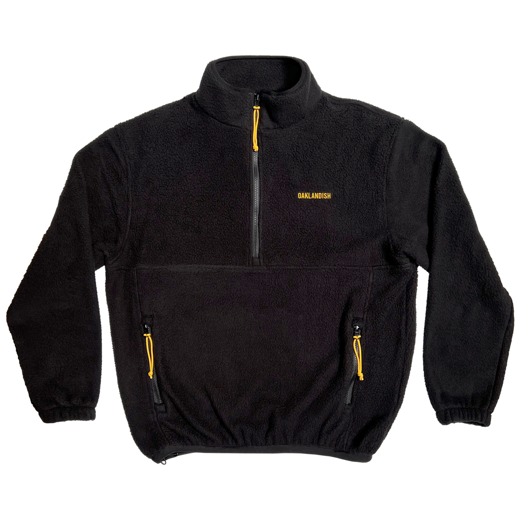 Polar Fleece Jacket - Oaklandish Wordmark, Half Zip, Black