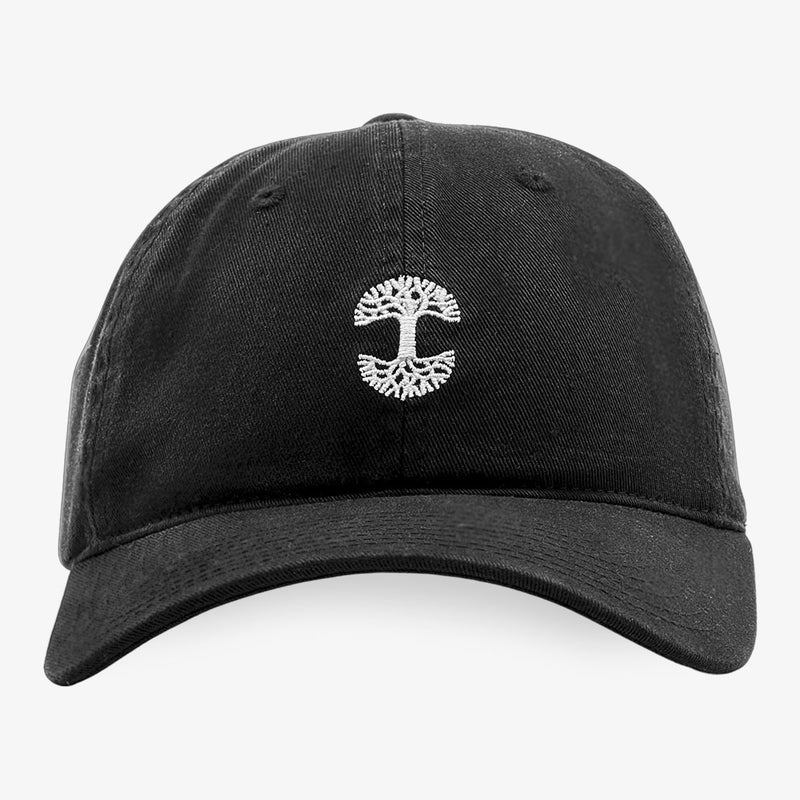 Dad Hat - Micro Oaklandish Logo on Black Cotton, Strapback Cap