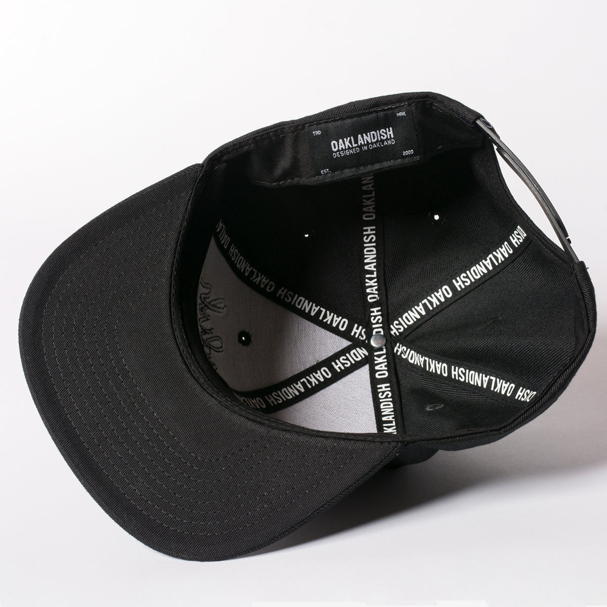 Snapback Cap - Black with Silver Embroidered Oaklandish Tree Logo